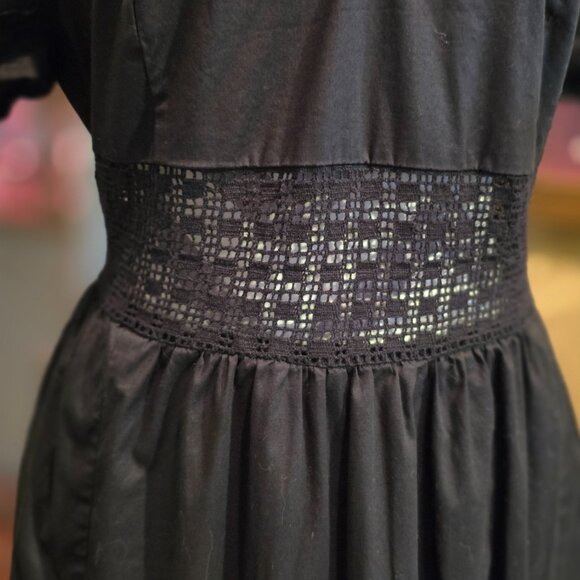 Dark Coquette Summer Black Midi Sheer Waist Dress Torrid 00 M/L - Picture 3 of 10